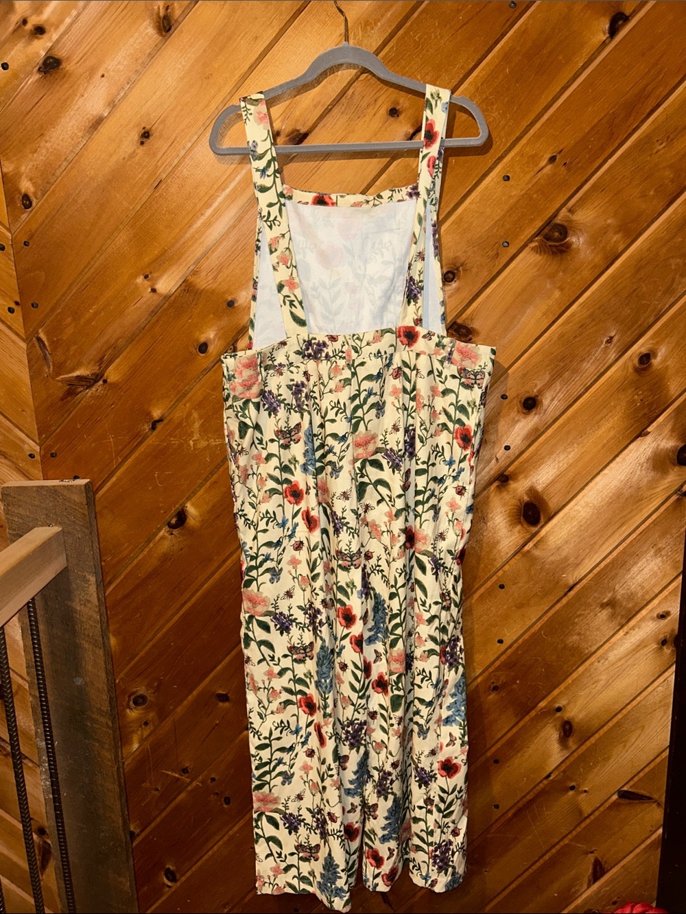 Cider Lightweight Corduroy Botanical Floral & Bug Button Wide Leg Jumpsuit - Picture 9 of 10
